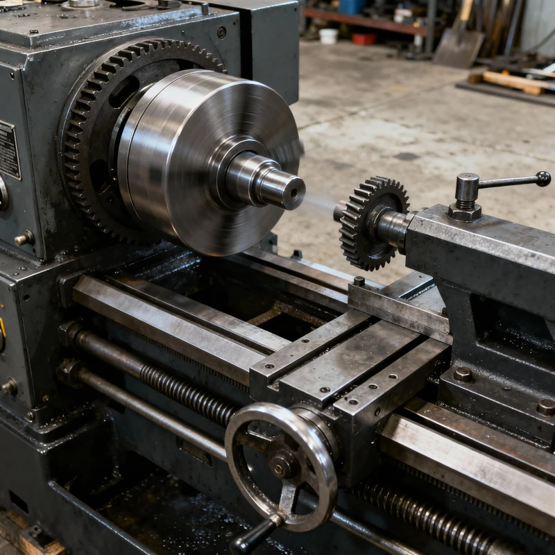 Torno sem proteção de engrenagens
